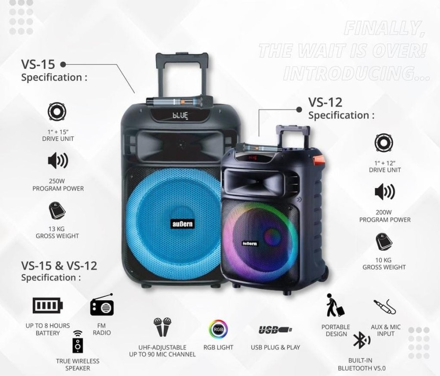 Speaker Aubern Professional Portable Active Speaker VS-15